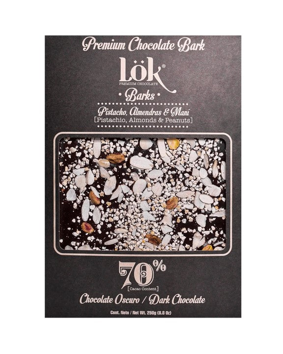 Premium 70% Dark Chocolate with Pistachio, Almonds & Peanuts